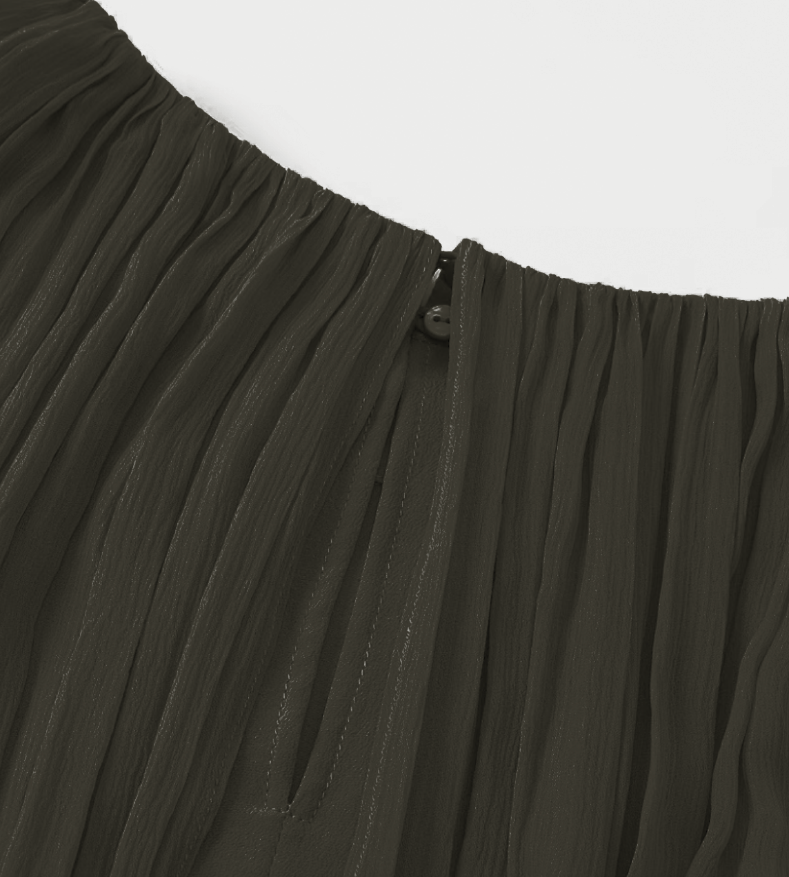 Shoulder Sleeve Drawstring Top Olive Green