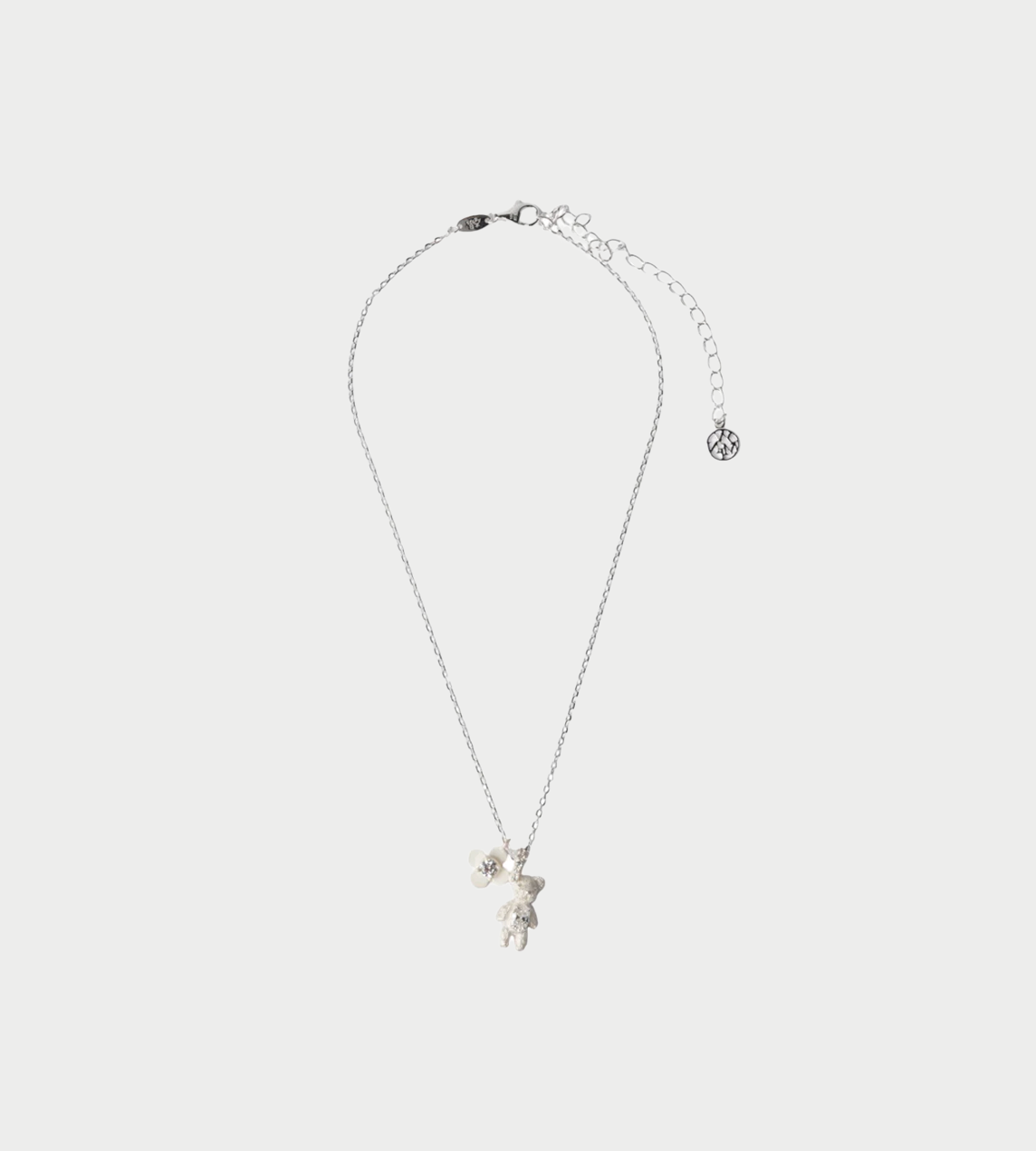 Carved Metal Mini Bear Pendant White