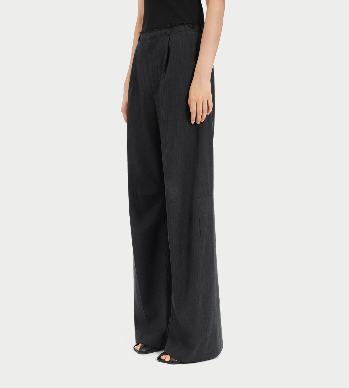MM6 MAISON MARGIELA - Pinstripe Wool Wide-leg Trousers Blk
