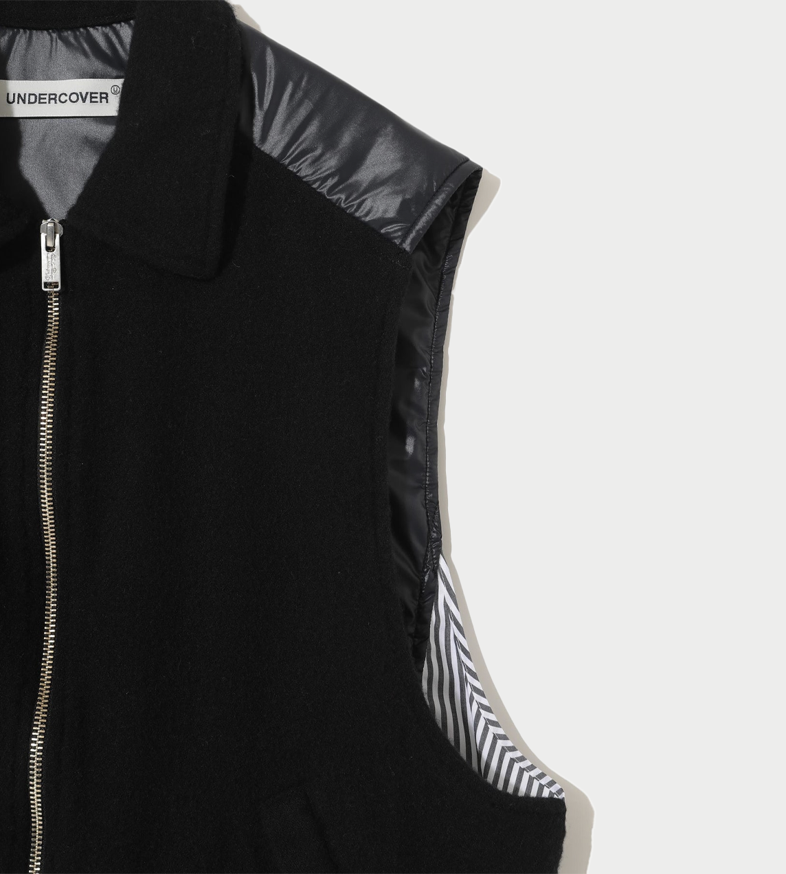 UNDERCOVER - Felted Wool Quilted Vest Blk