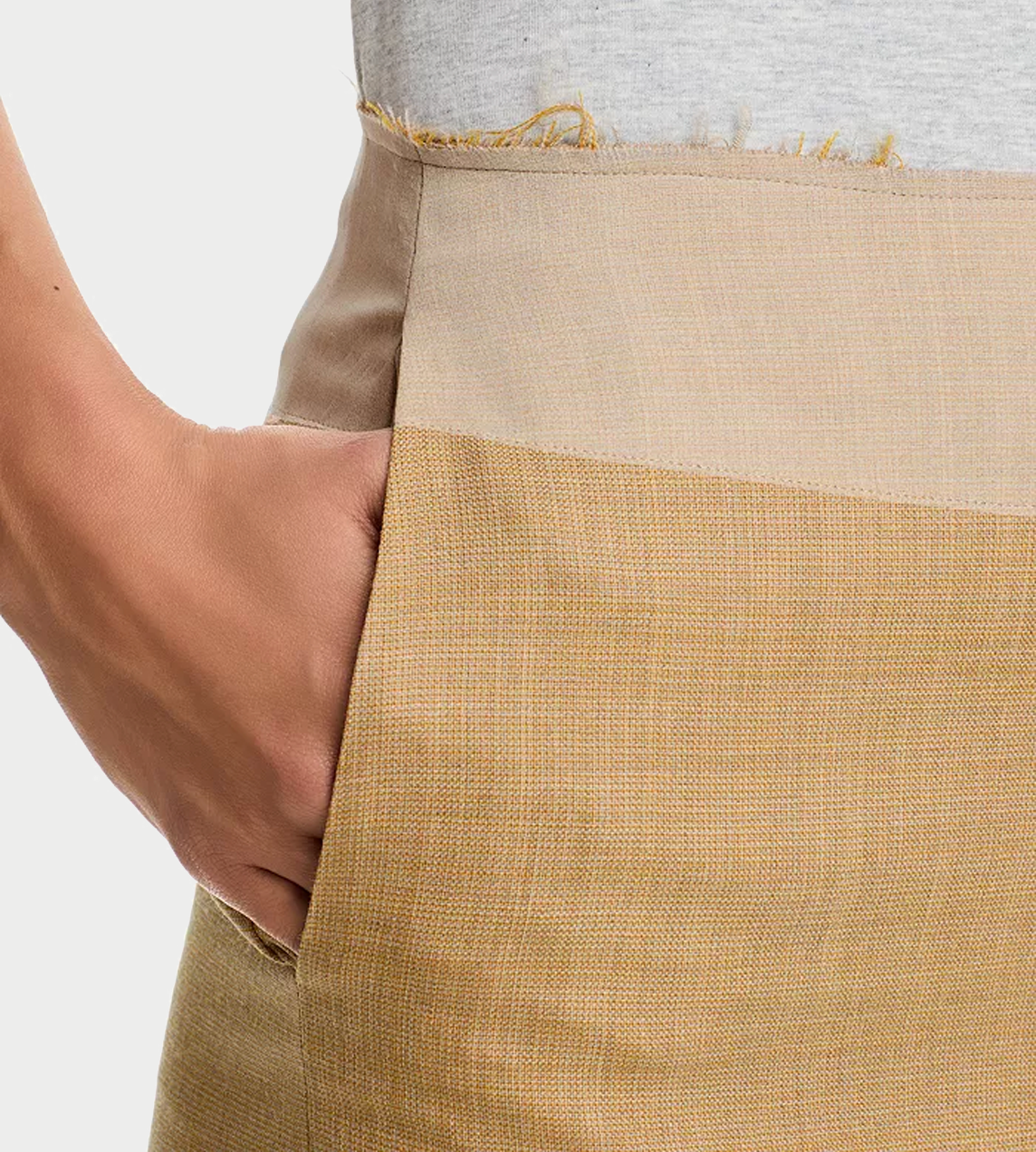 Two-tone Mini Skirt Beige