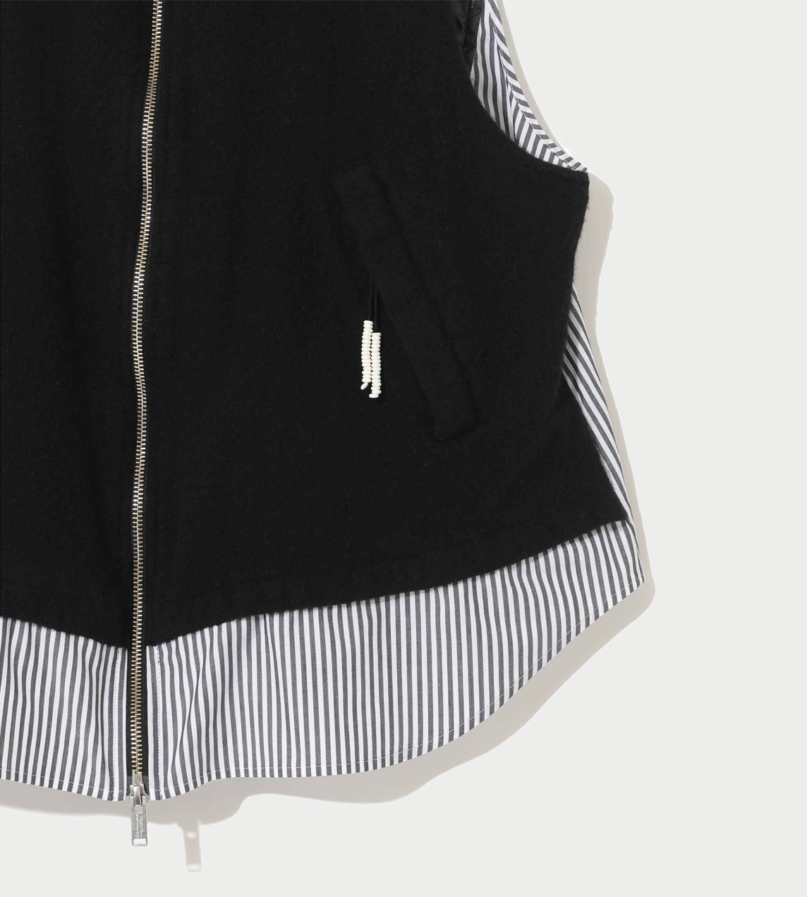 UNDERCOVER - Felted Wool Quilted Vest Blk