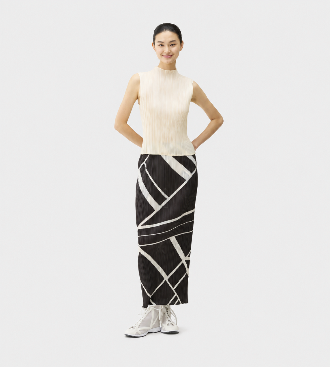 PLEATS PLEASE ISSEY MIYAKE - Fold-line Pleated Skirt Blk