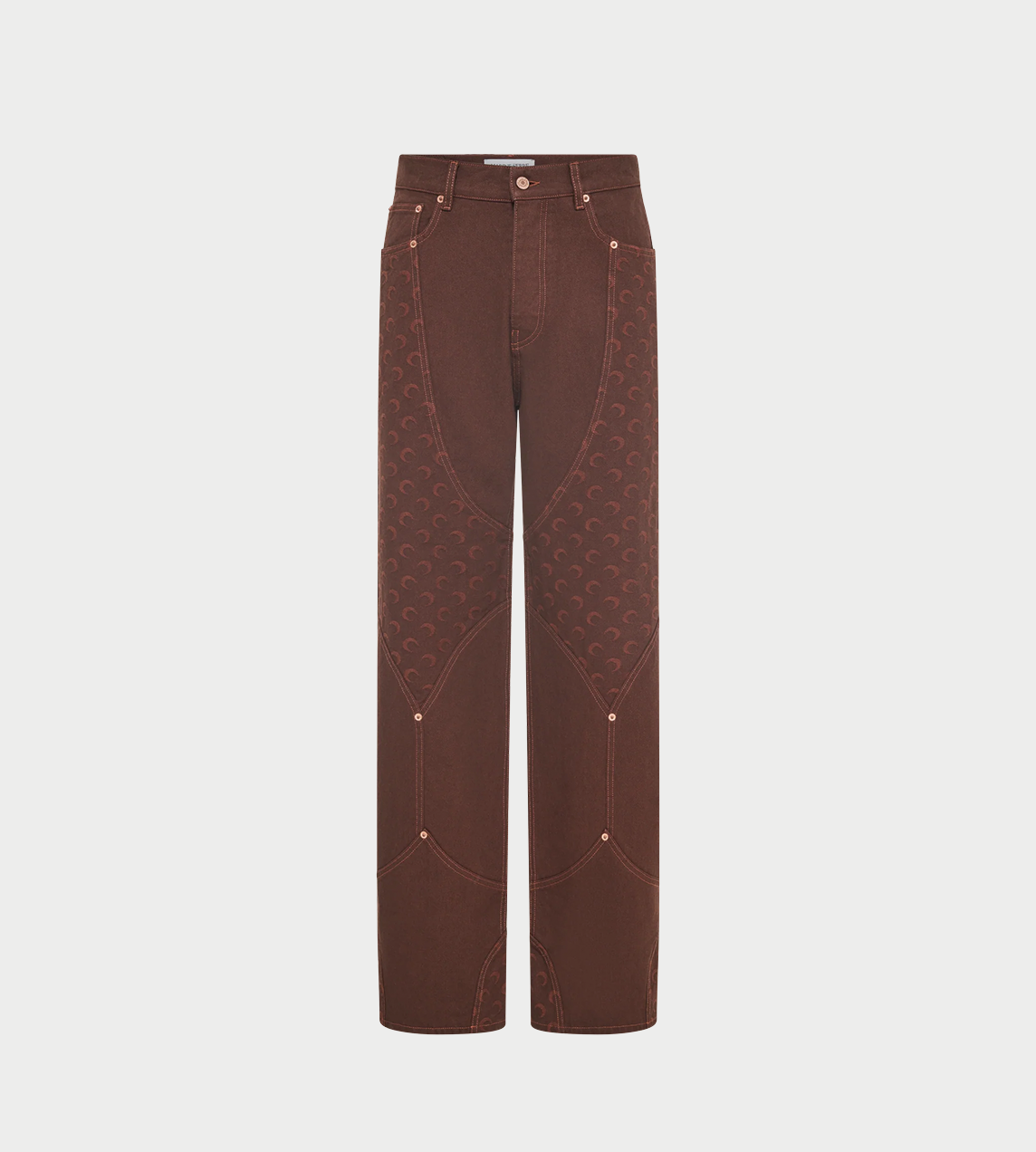 MARINE SERRE - Moon Jacquard Twill Workwear Pants Brown