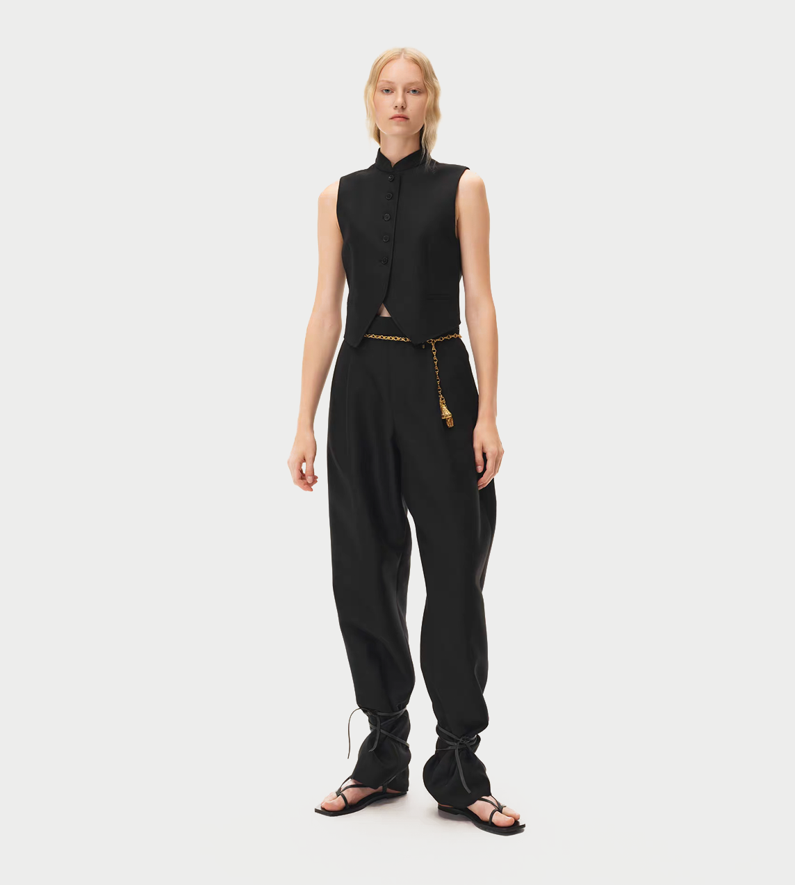 INTO THE EAST - Stand Collar Vest Black