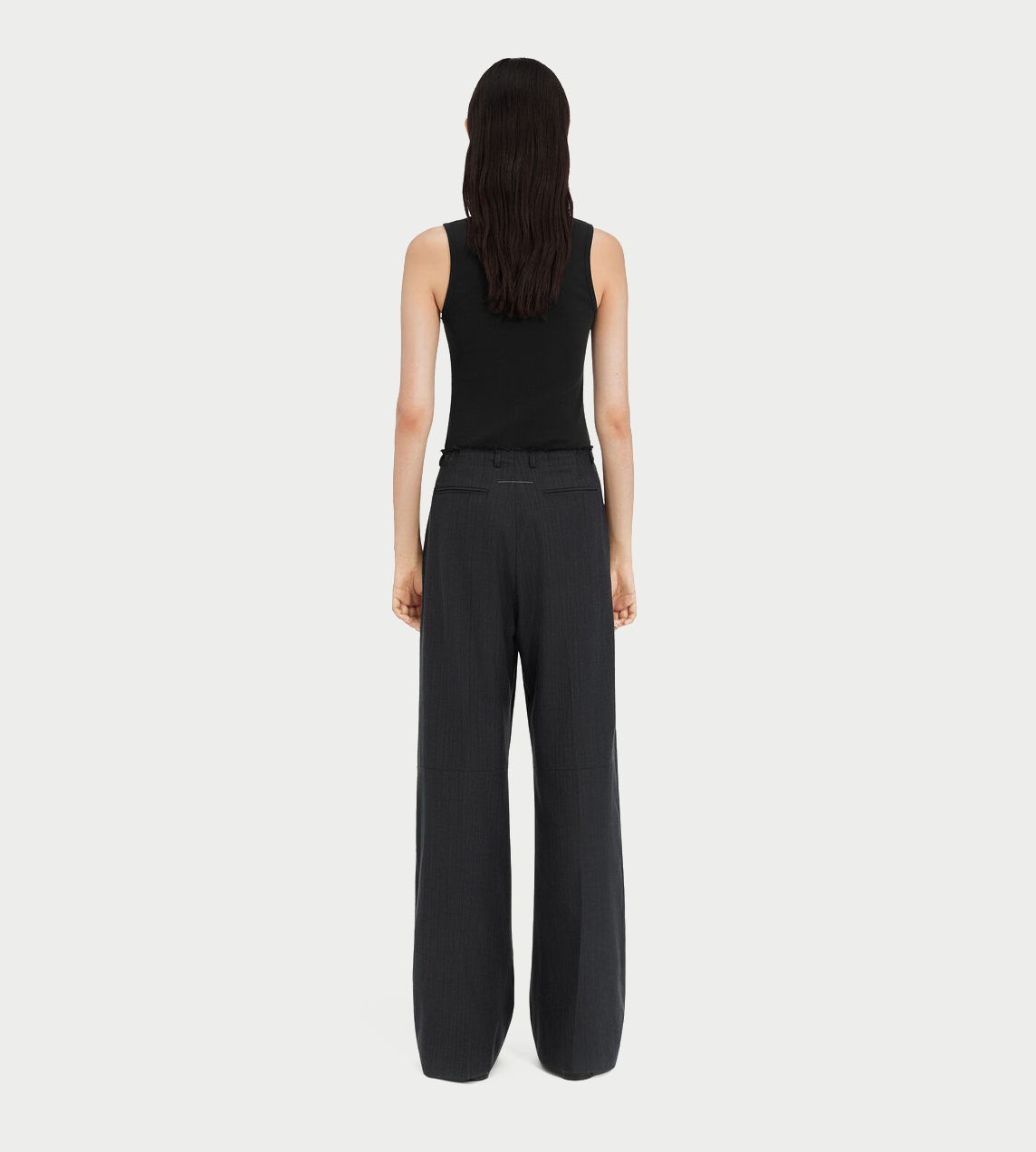 MM6 MAISON MARGIELA - Buttoned Patterned Straight Trousers Anthracite