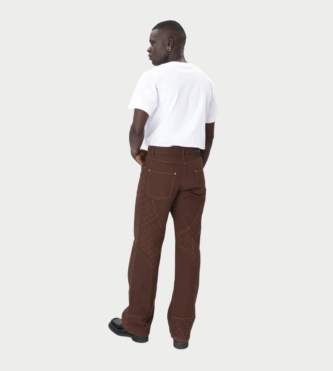 MARINE SERRE - Moon Jacquard Twill Workwear Pants Brown