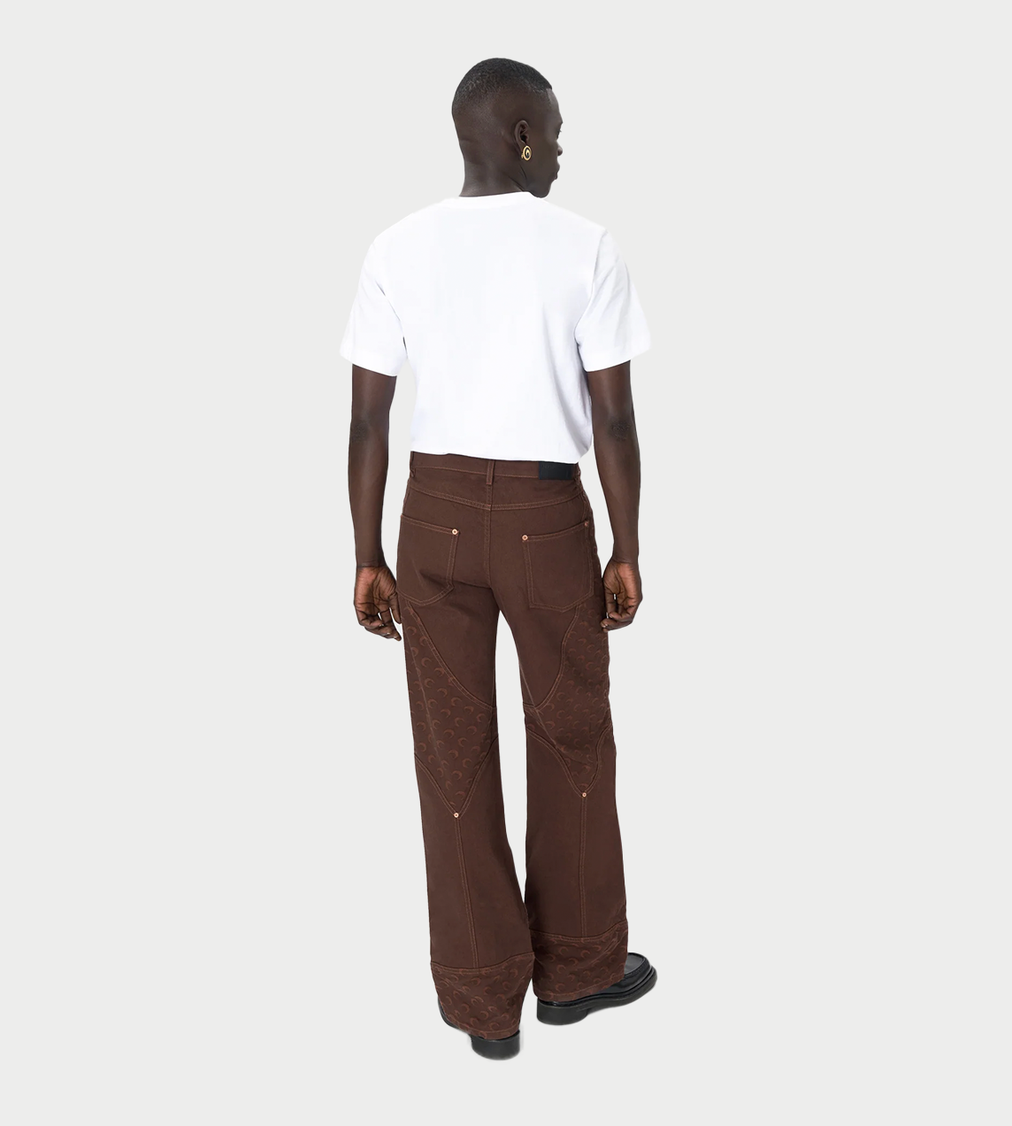 MARINE SERRE - Moon Jacquard Twill Workwear Pants Brown