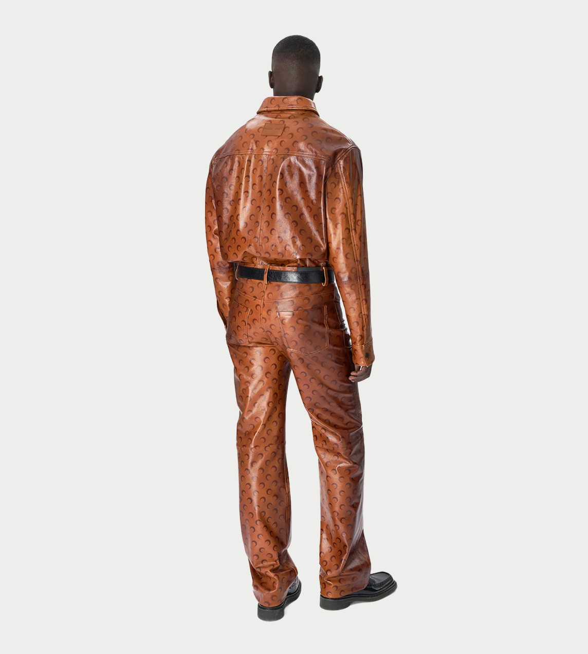 MARINE SERRE - Moon Airbrushed Leather Overshirt Brown