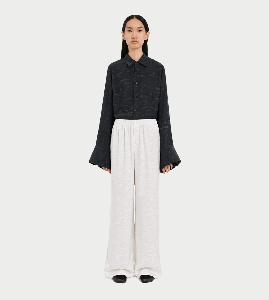 MM6 MAISON MARGIELA - Buttoned Patterned Straight Trousers White