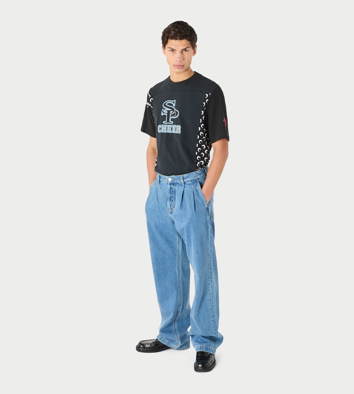 MARINE SERRE - Denim Loose Jeans With Pleats L.Blue