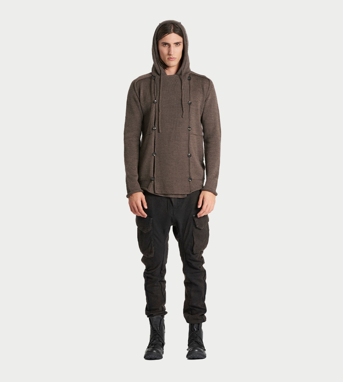 MASNADA - Wool Blended Cardigan Fango