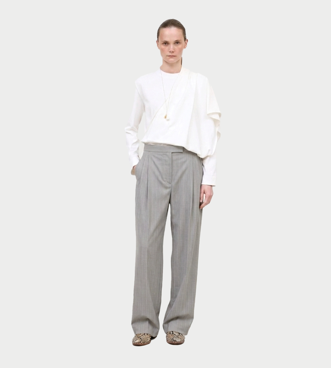 Litkovska - Pinstriped Wide-Leg Pants Grey