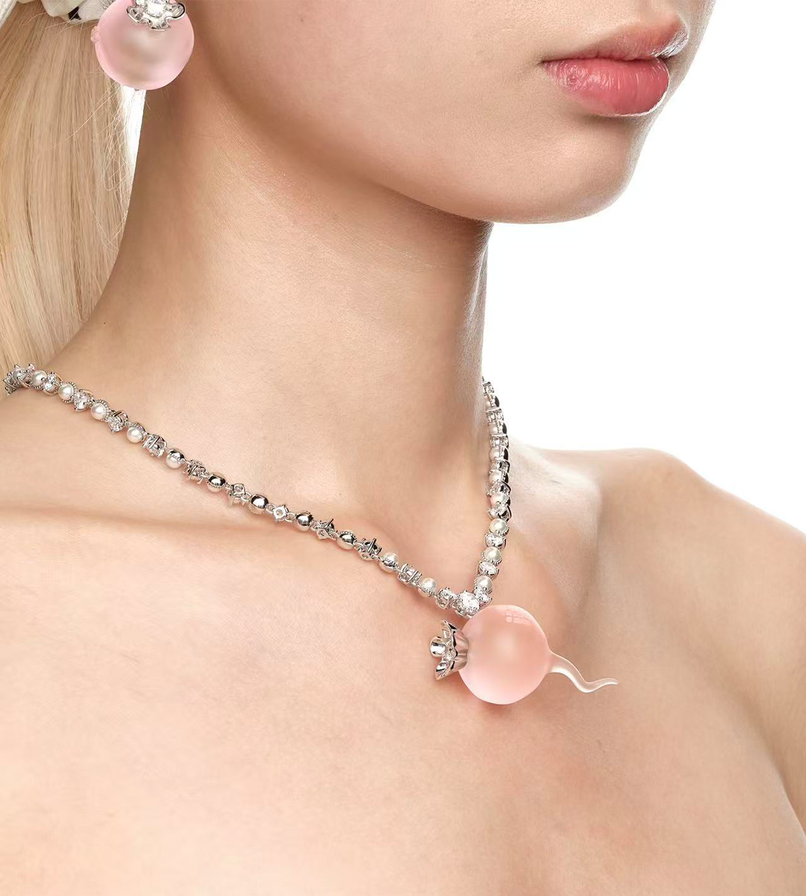 YVMIN - Transparent Radish Necklace Pink