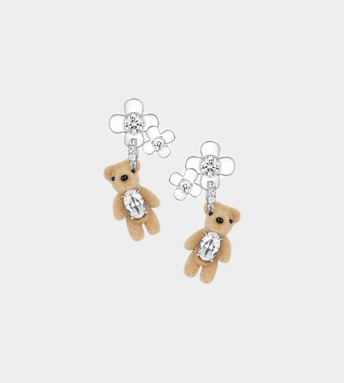 YVMIN - Mini Flocked Bear Flowers Earring