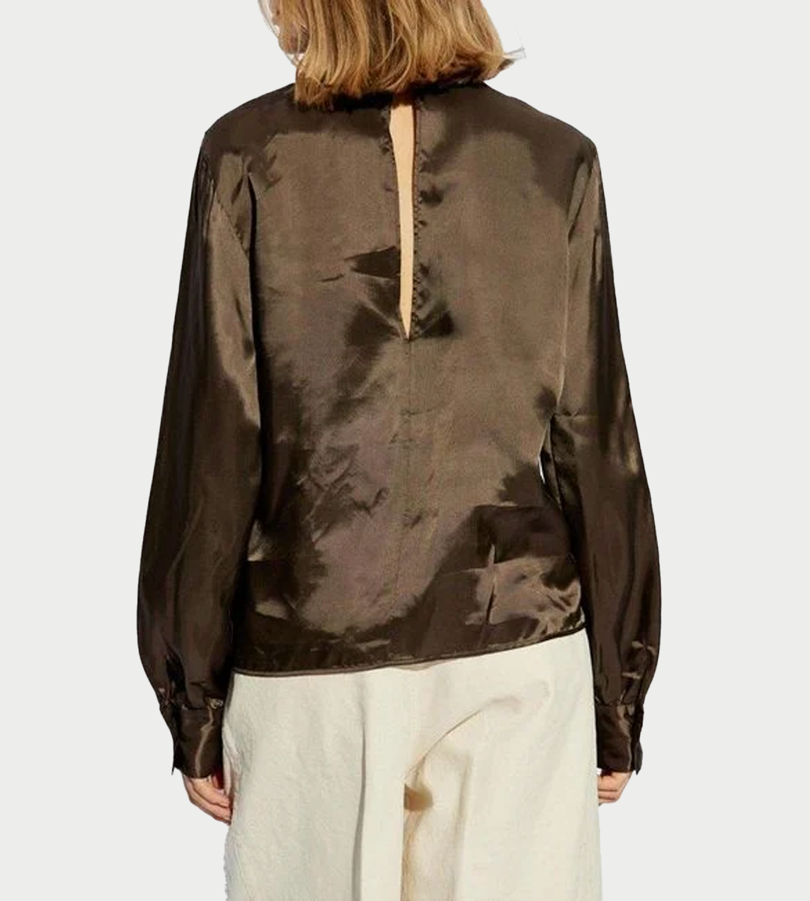 MM6 MAISON MARGIELA - Tie-neck Satin shirt Brown
