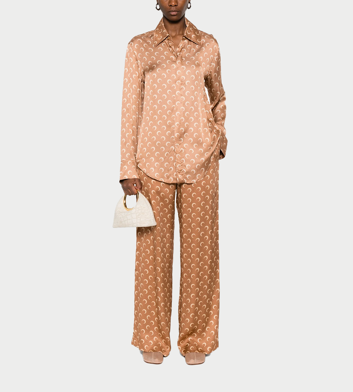 MARINE SERRE - Moon Satin Drawstring Trousers Camel