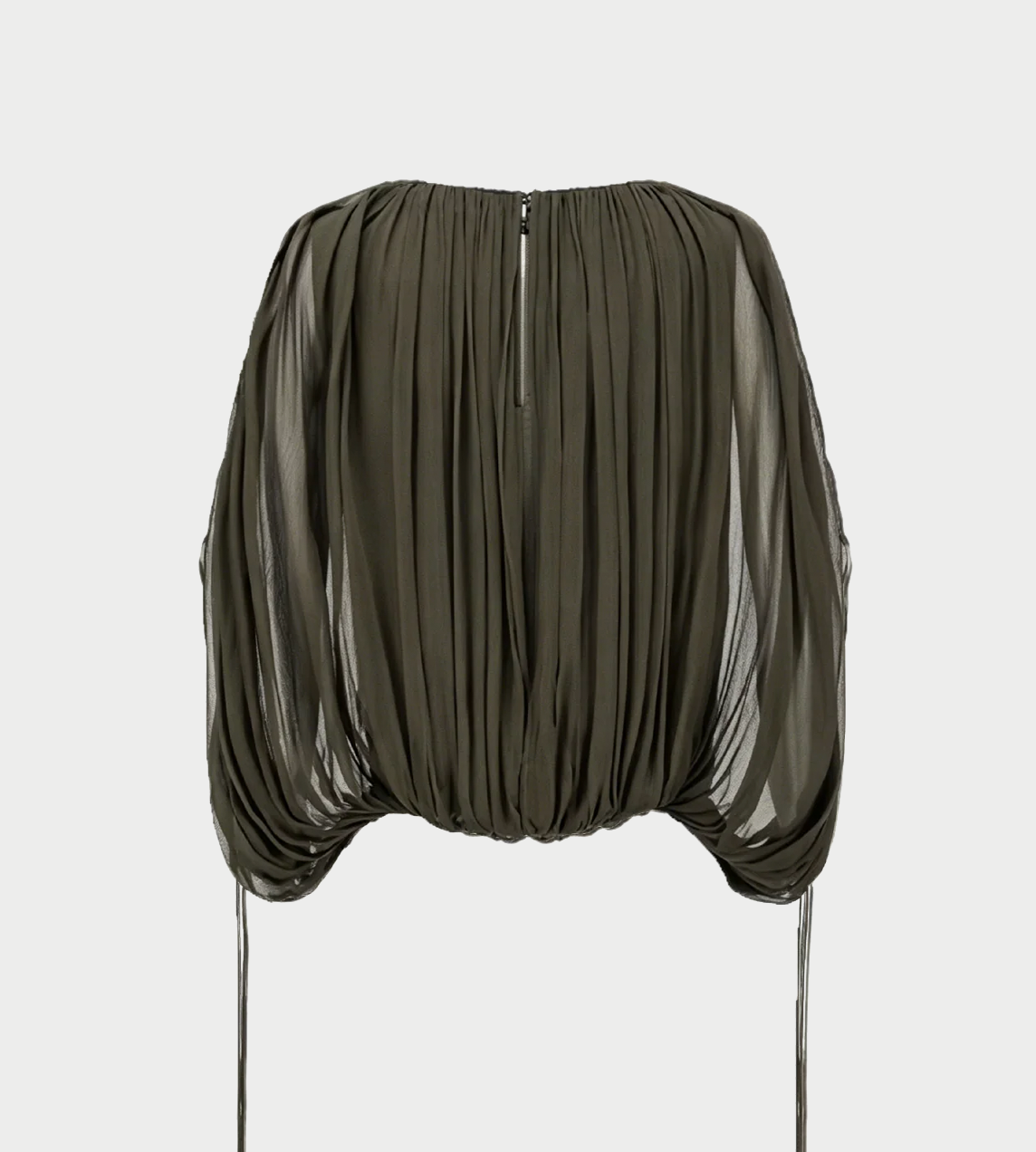 INTO THE EAST - Shoulder Sleeve Drawstring Top Olive Green