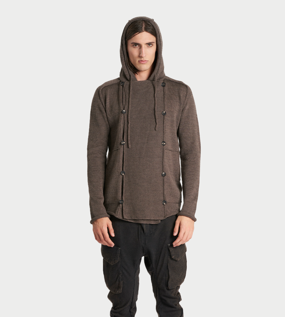 MASNADA - Wool Blended Cardigan Fango