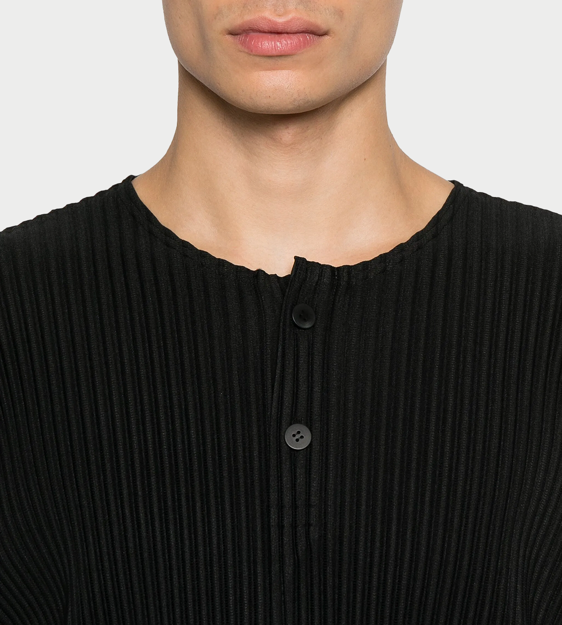 Homme Plisse Issey Miyake - Long Sleeve Henley Tee Blk