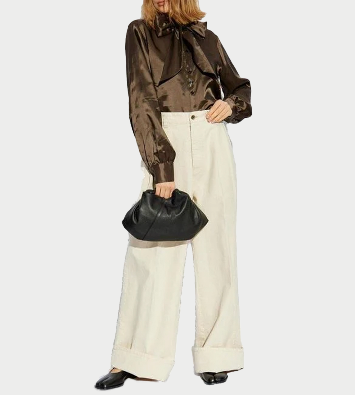 MM6 MAISON MARGIELA - Tie-neck Satin shirt Brown