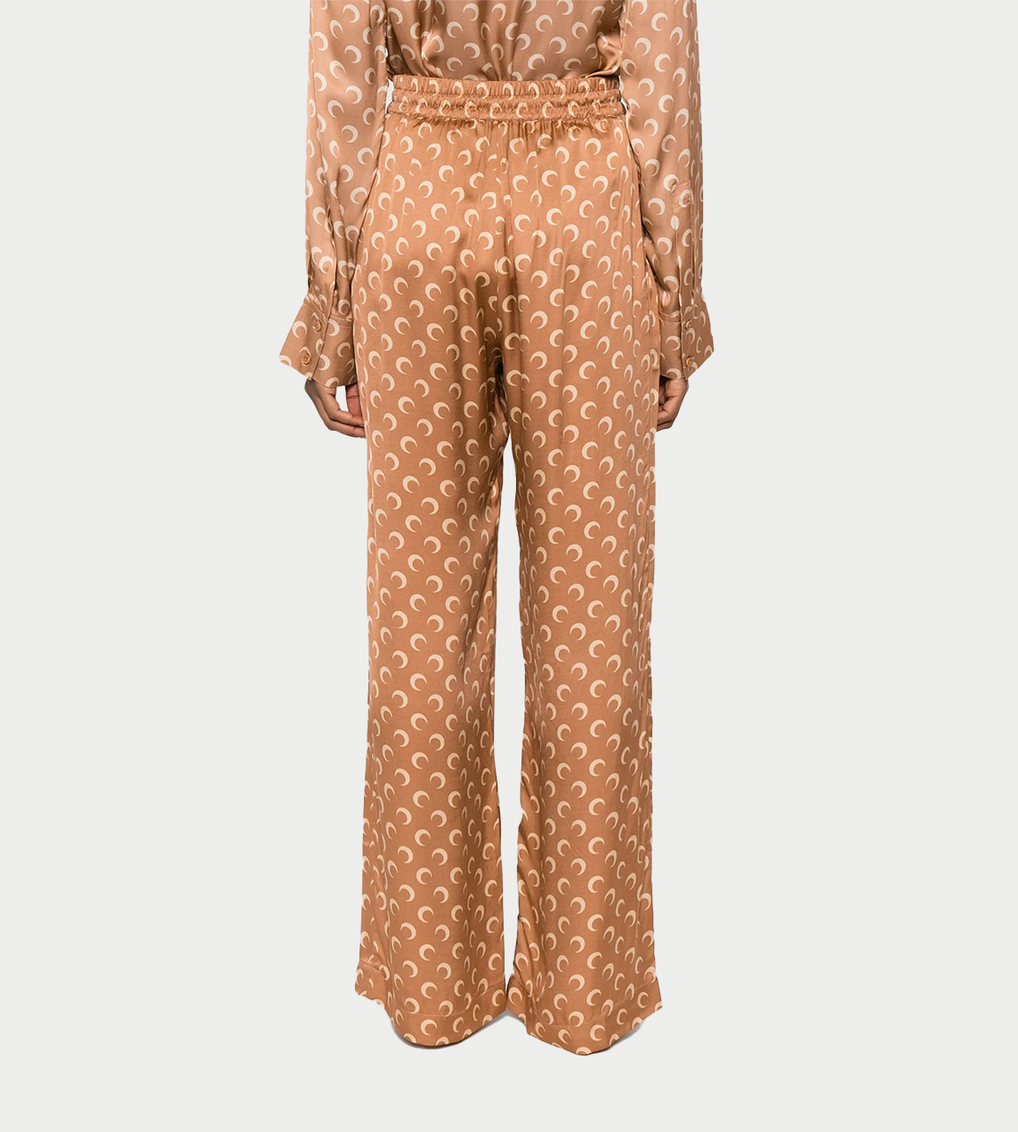 MARINE SERRE - Moon Satin Drawstring Trousers Camel