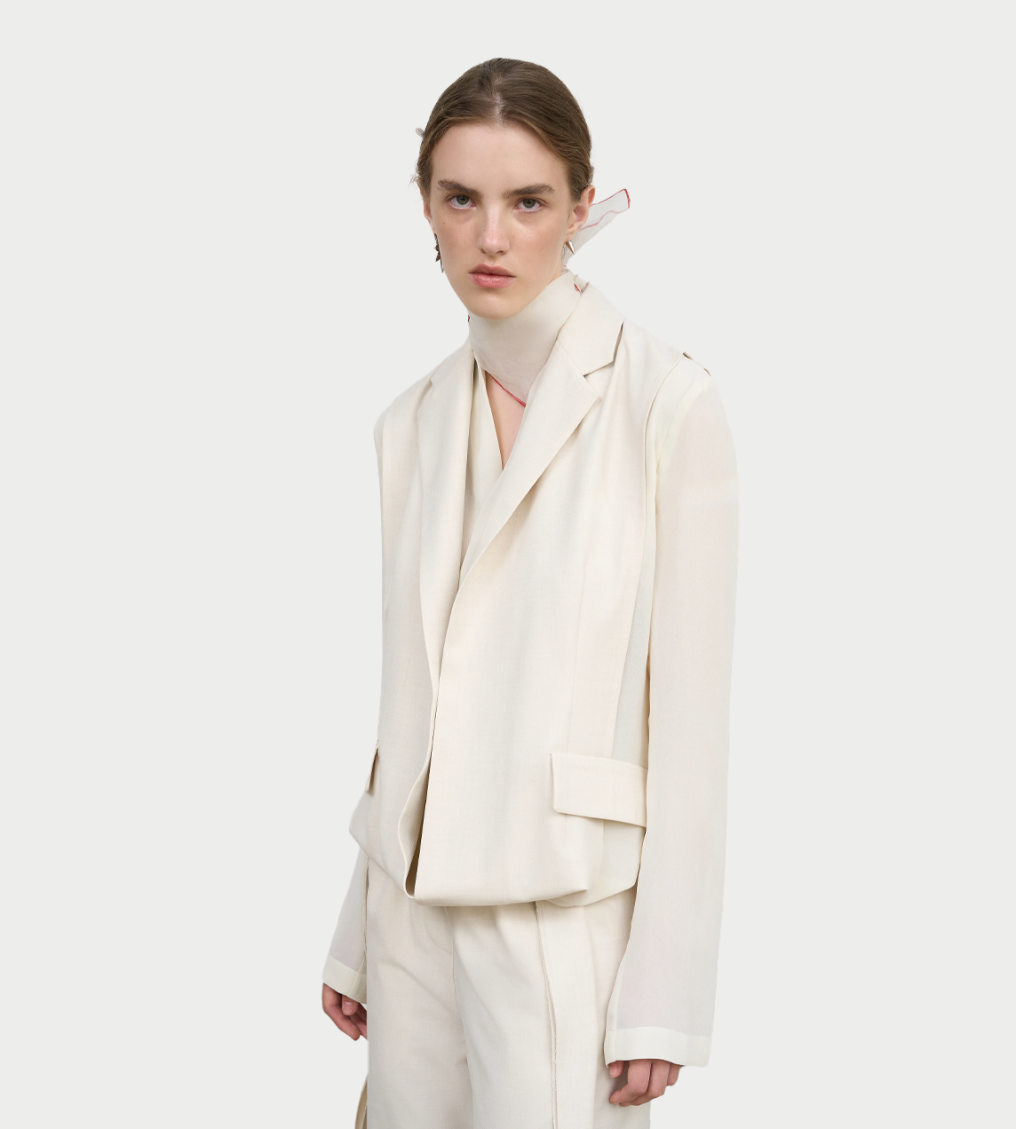 LITKOVSKA - Layered Tucked-Hem Jacket Ivory