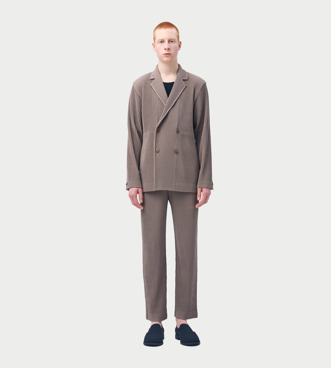 HOMME PLISSE ISSEY MIYAKE - Double-breasted Pleated Jacket Riverside Grey
