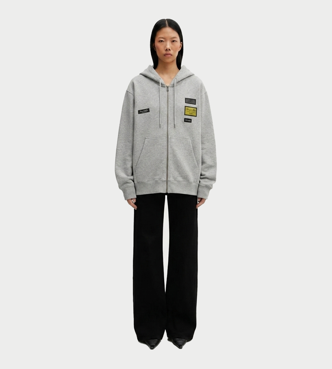 Jacquard Label Hooded Sweatshirt Grey