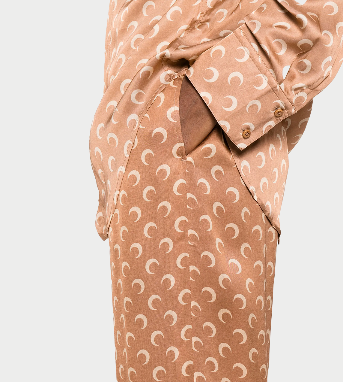 MARINE SERRE - Moon Satin Drawstring Trousers Camel