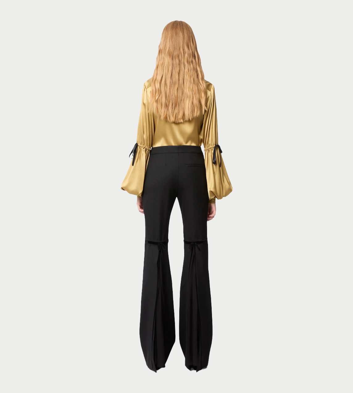 Bow-detail Flared Trousers Blk