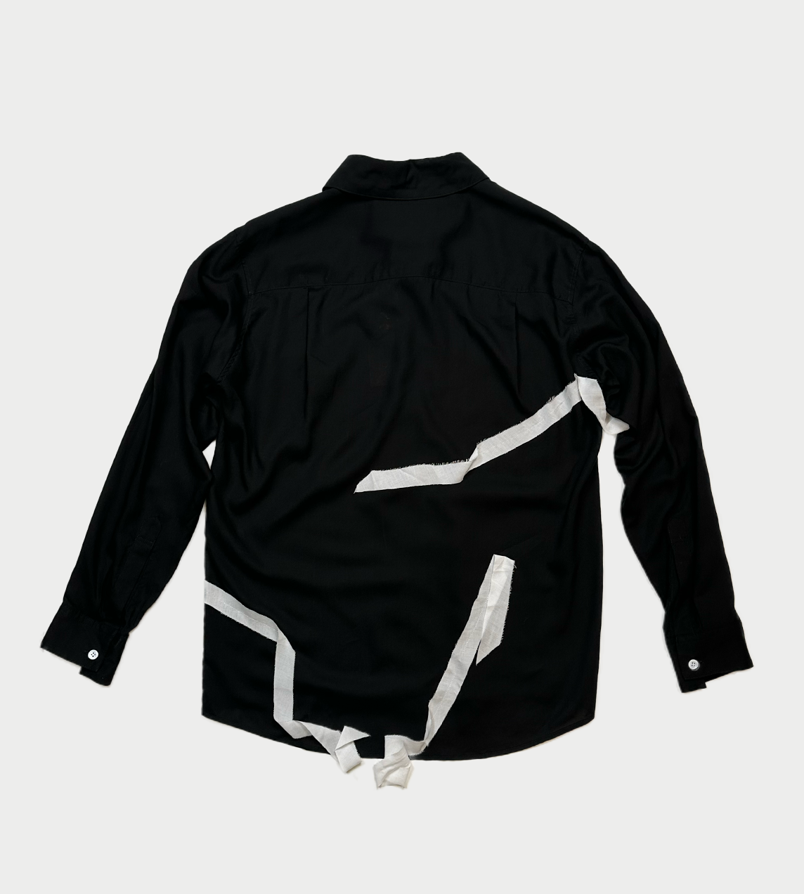 SULVAM - Gather Ribbon Shirt Blk