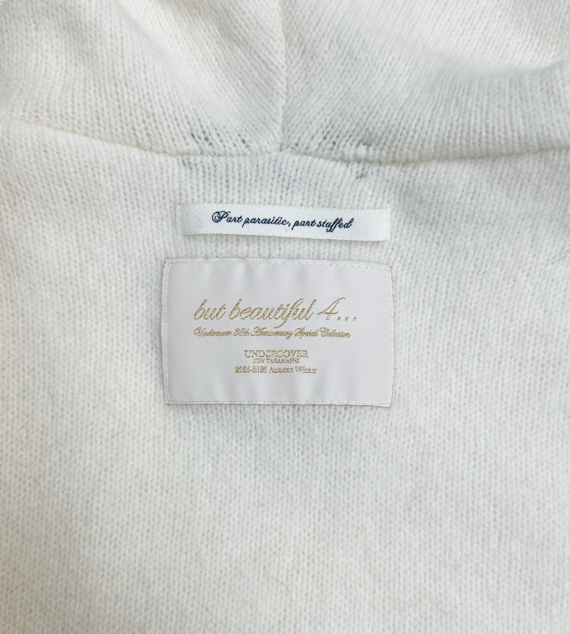 Wool-angora Hooded Sweater White