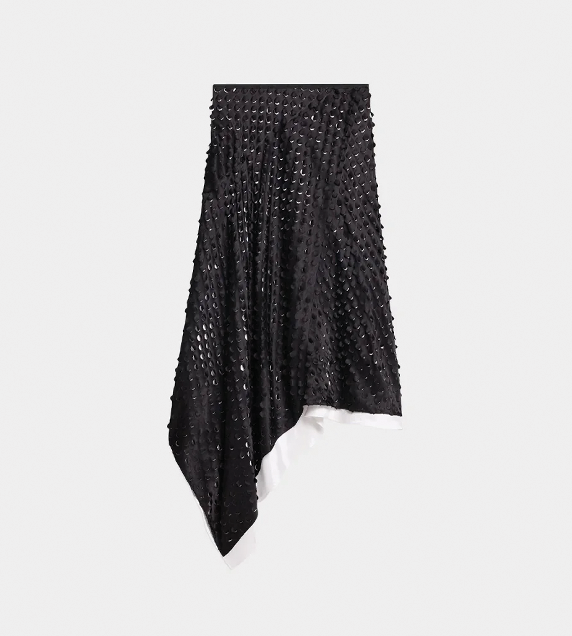 HELMUT LANG - Hole-Punched Scarf Hem Skirt Black