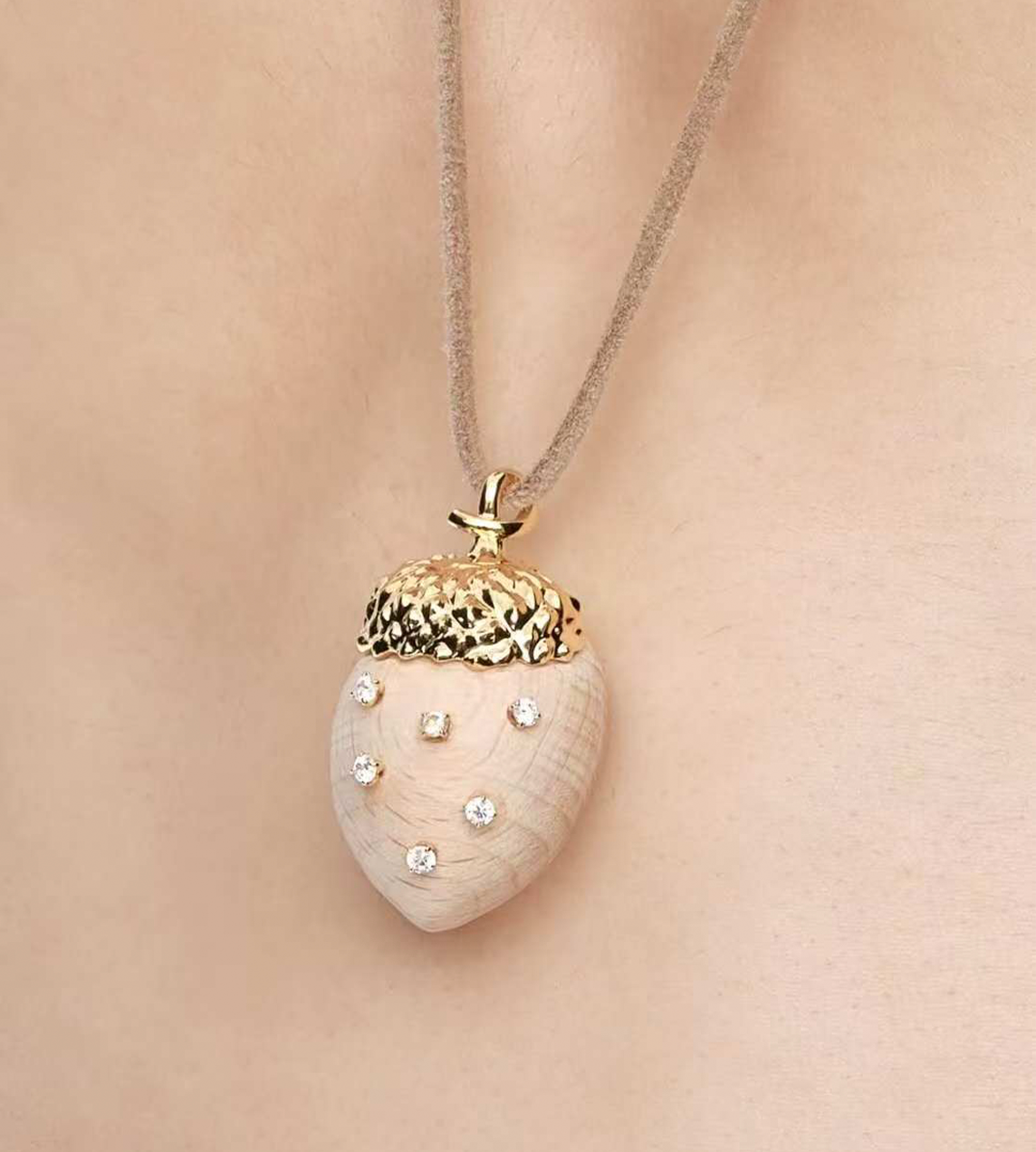 Wooden Acorn Necklace