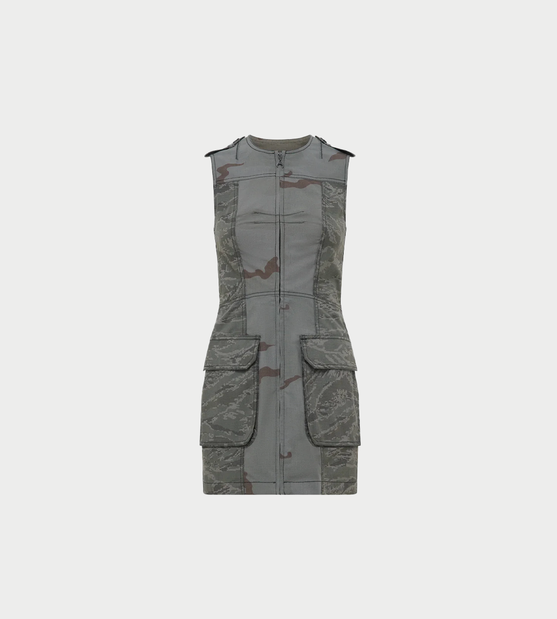 Marine Serre - REGEN Camo Mini Dress D.Grey