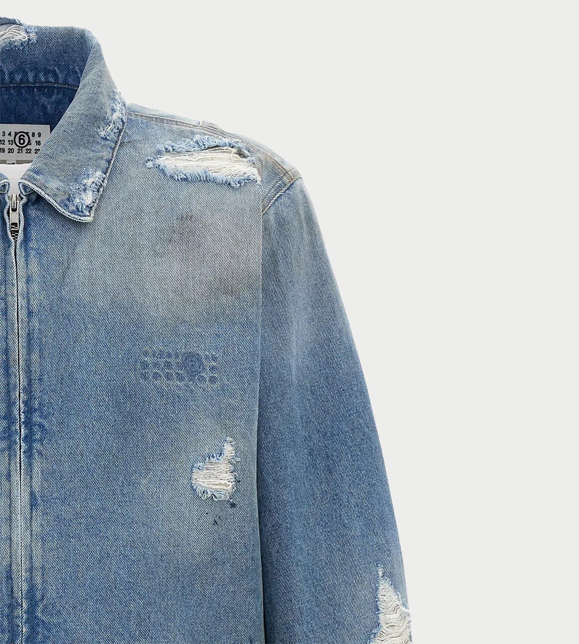 MM6 Maison Margiela - Distressed Zip-Up Denim Jacket
