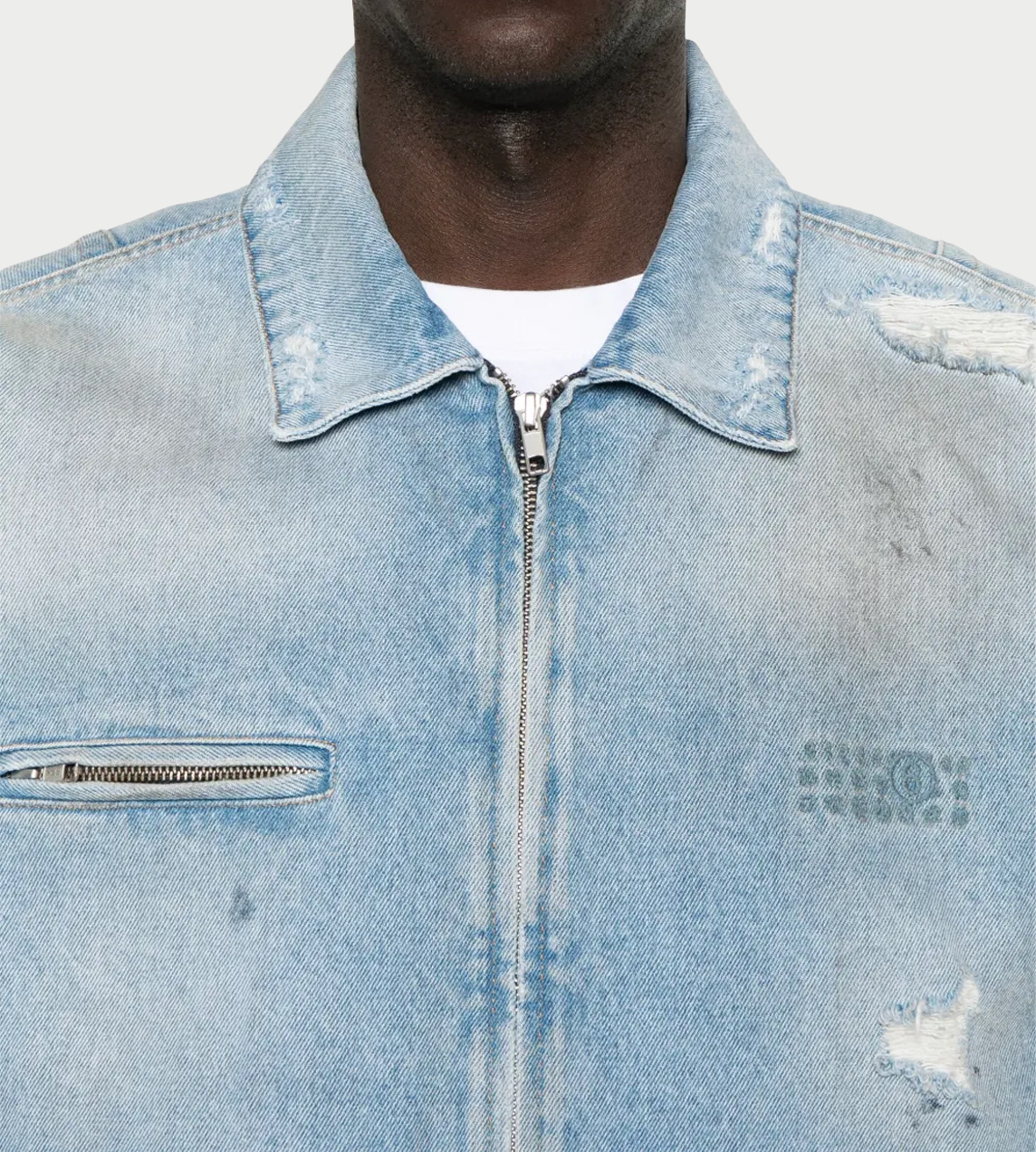 MM6 Maison Margiela - Distressed Zip-Up Denim Jacket
