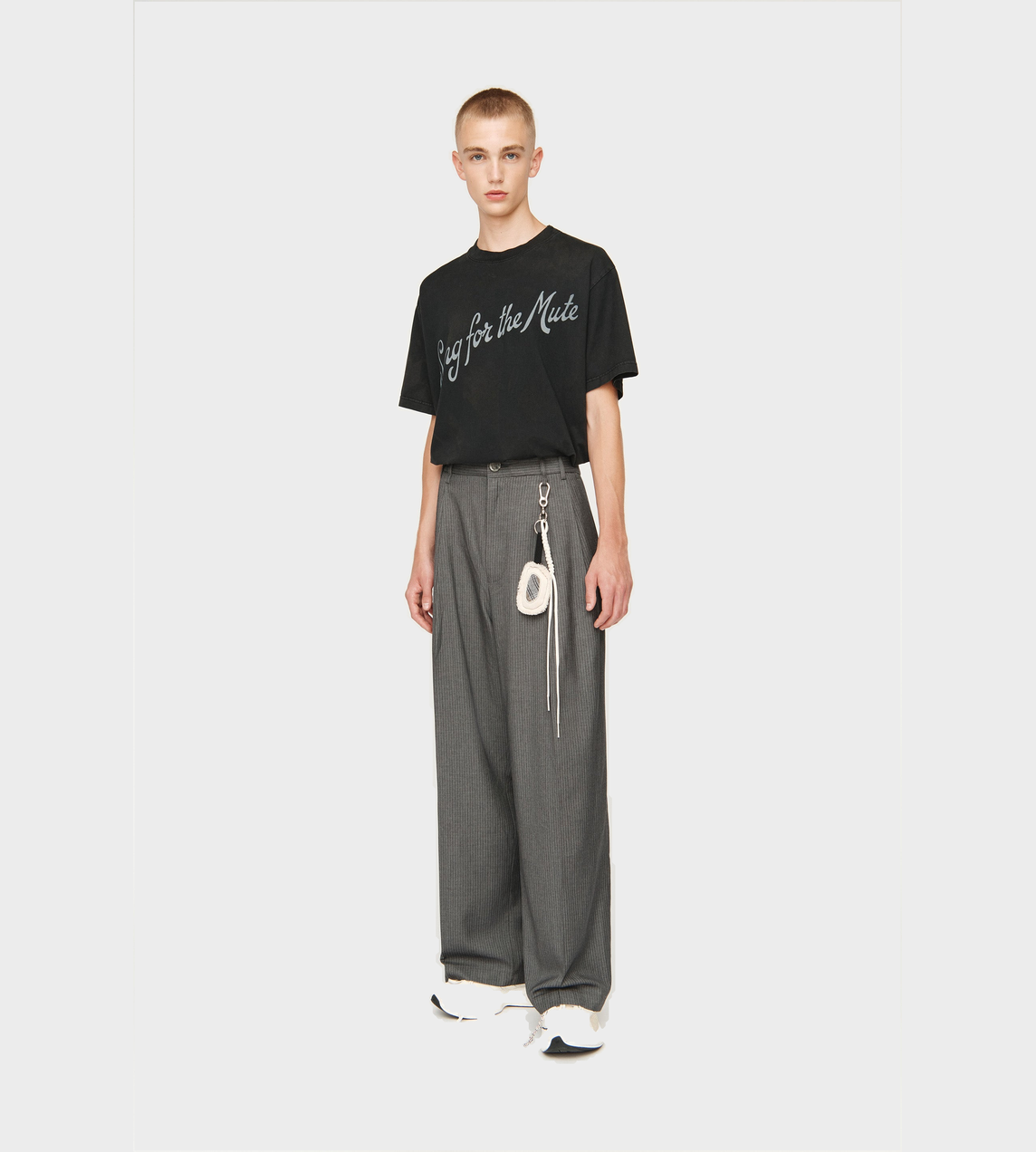 Wide Double Pleated Pants Charcoal