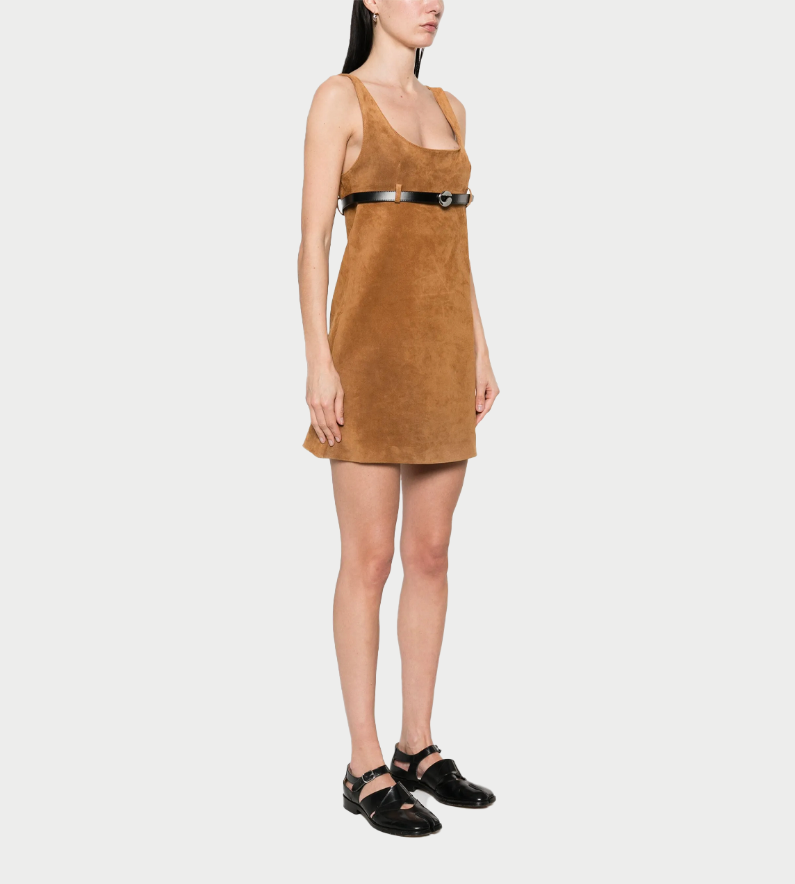 COPERNI - Belted Suede Mini Dress Brown