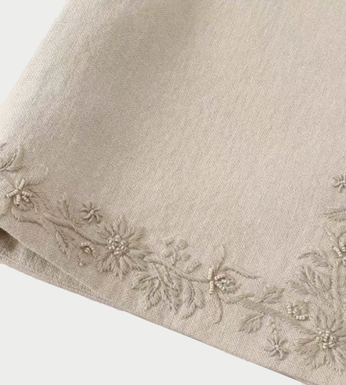 NTO THE EAST - Beige Linen Embroidered Vest Beige
