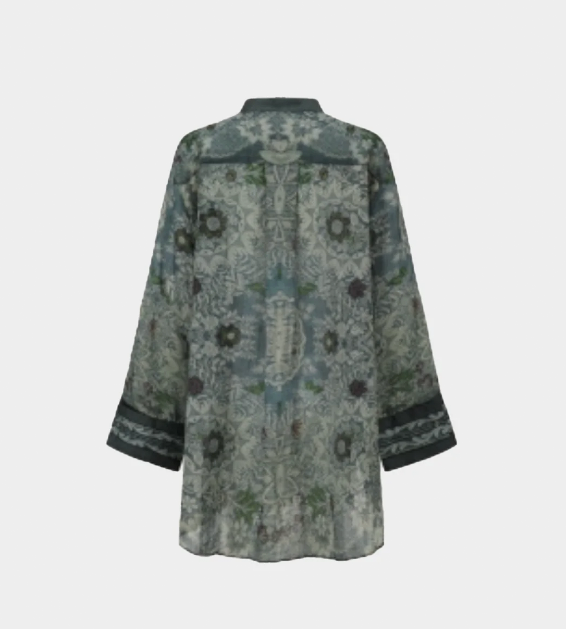 INTO THE EAST - Ramie Wide Sleeve Top Deep Jade