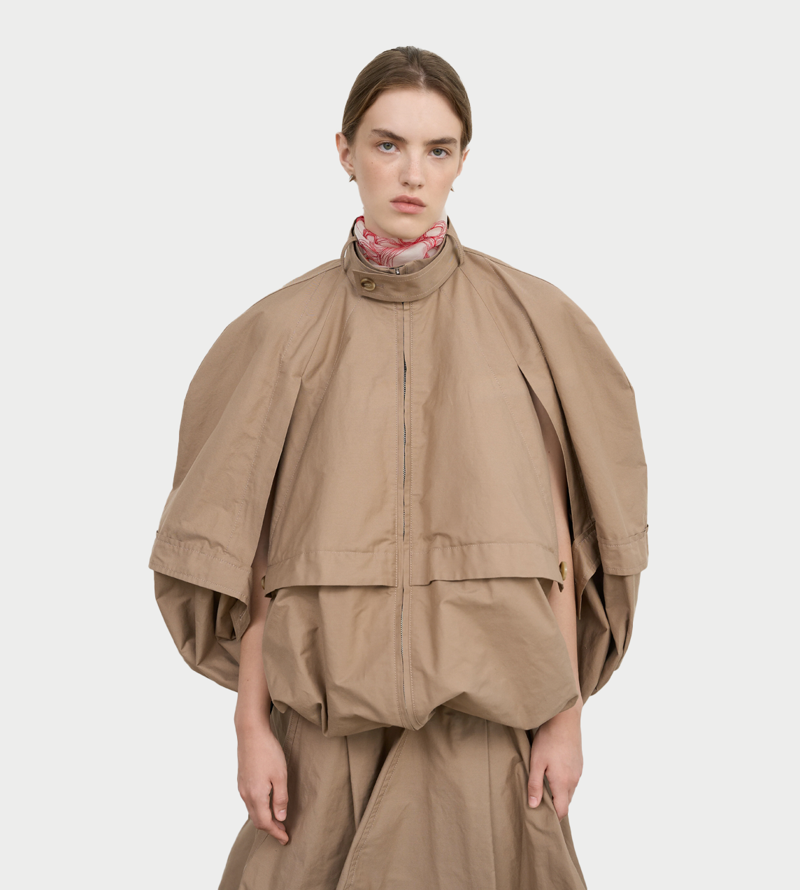 LITKOVSKA - Deconstructed Bomber-Style Cape Beige