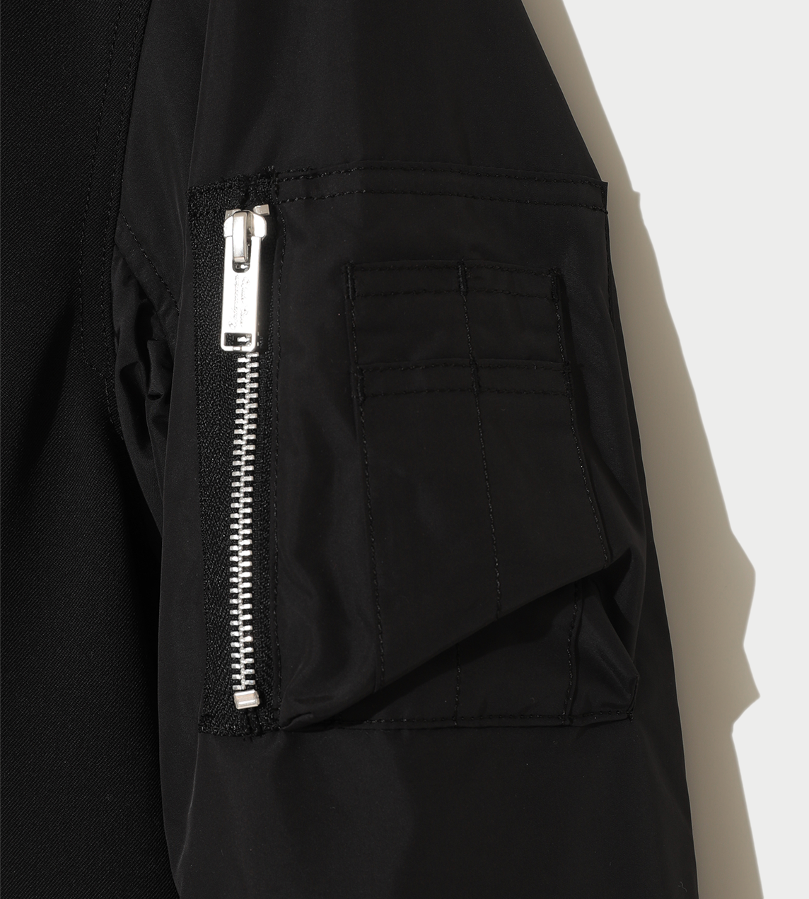 shawl-lapel bomber jacket Blk