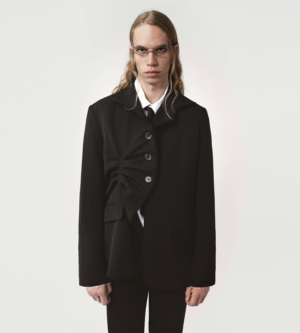 Betty Pleated Blazer Blk