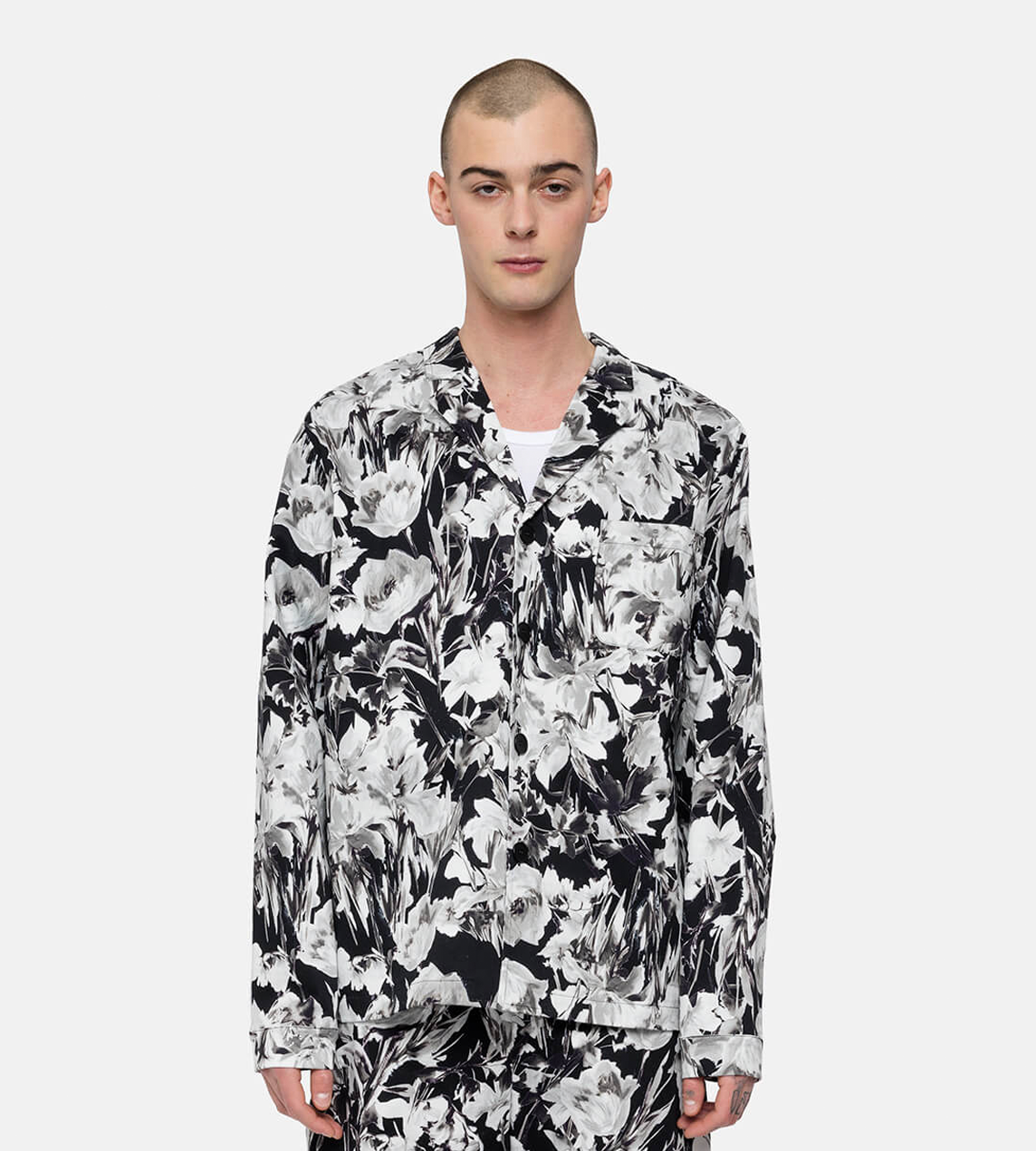 DAVI - Black White Floral Print Shirt