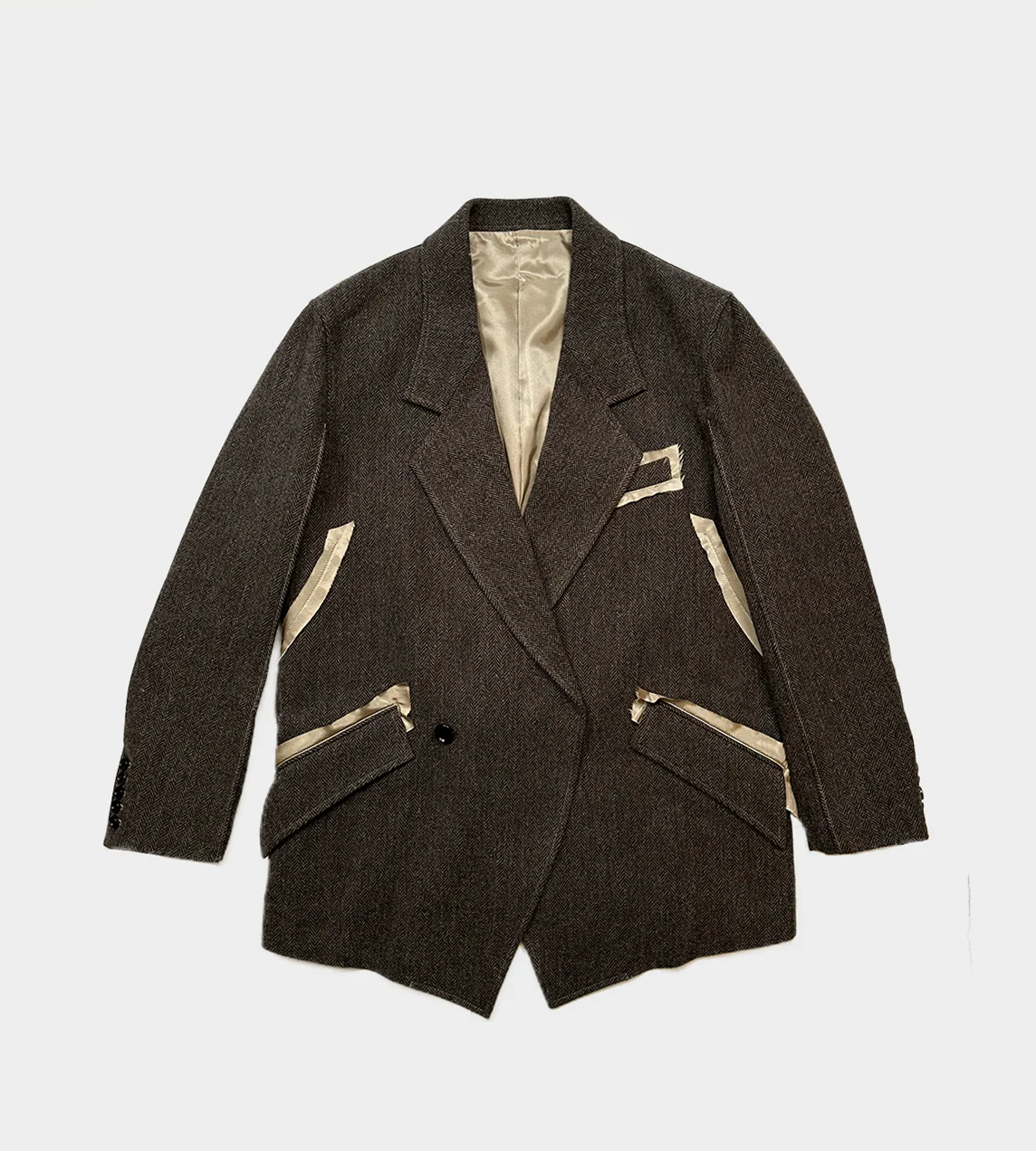 SULVAM - Muherringbone Lined Jacket Brown