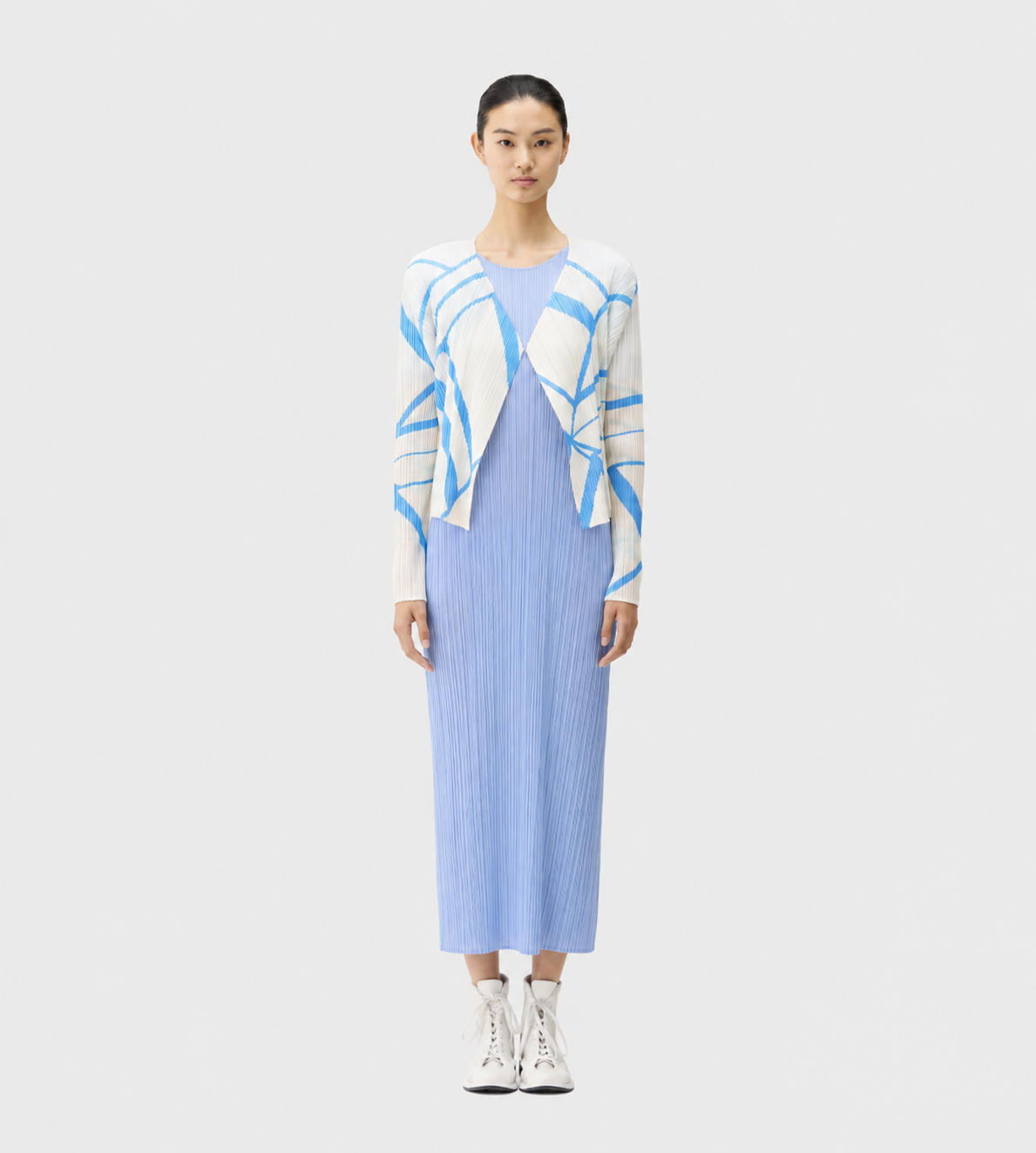 PLEATS PLEASE ISSEY MIYAKE - Fold-line Pleated Cardigan White