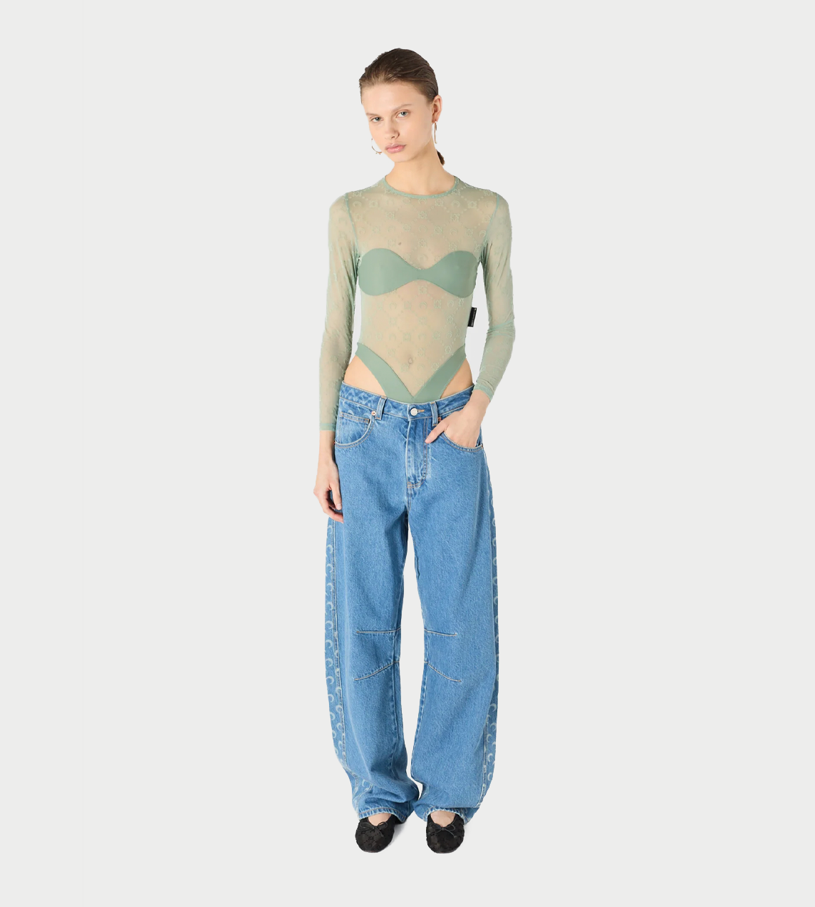 MARINE SERRE - Denim Barrel Jeans L.Blue