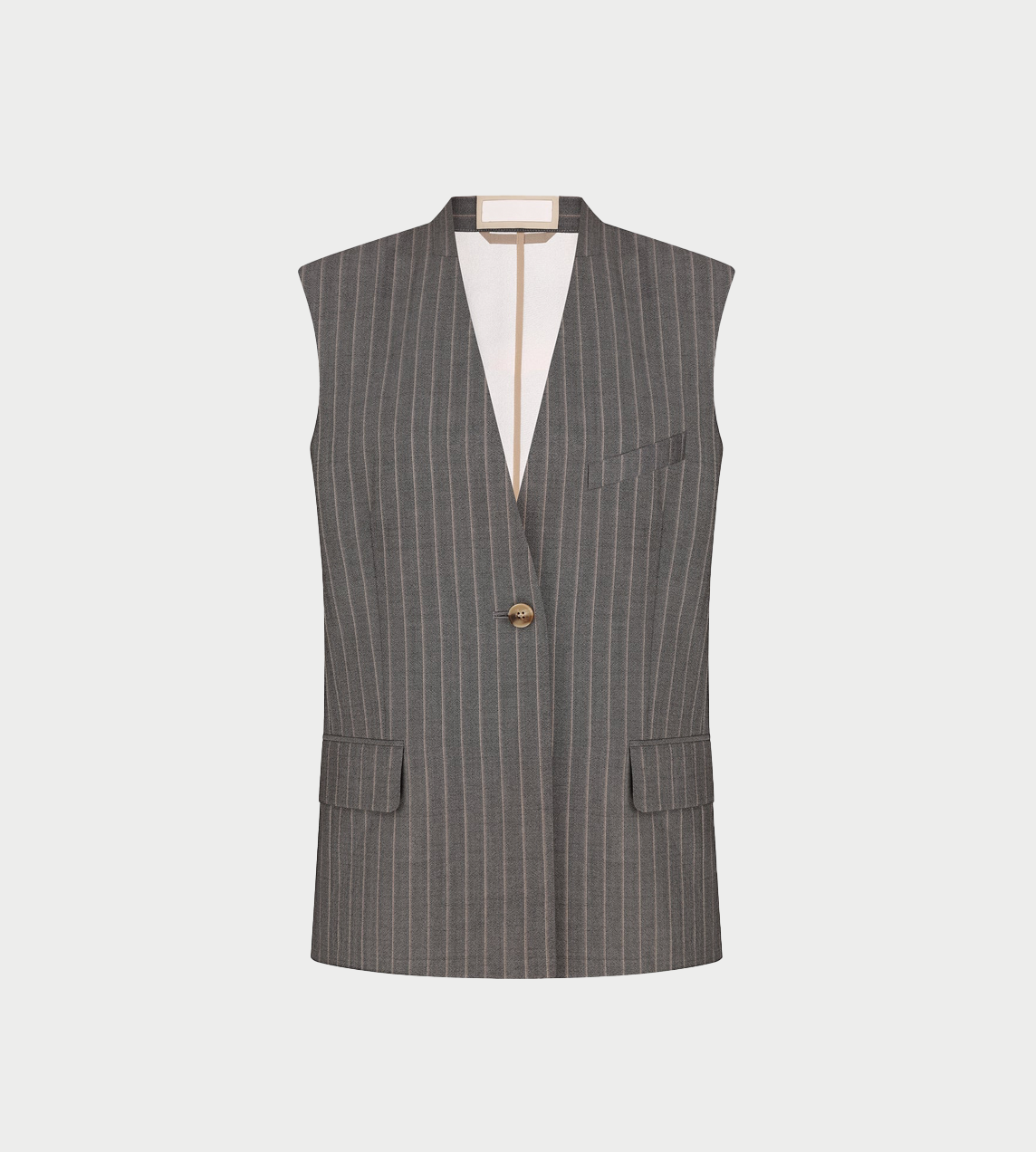 LITKOVSKA - Pinstriped Vest With Chiffon Back Grey